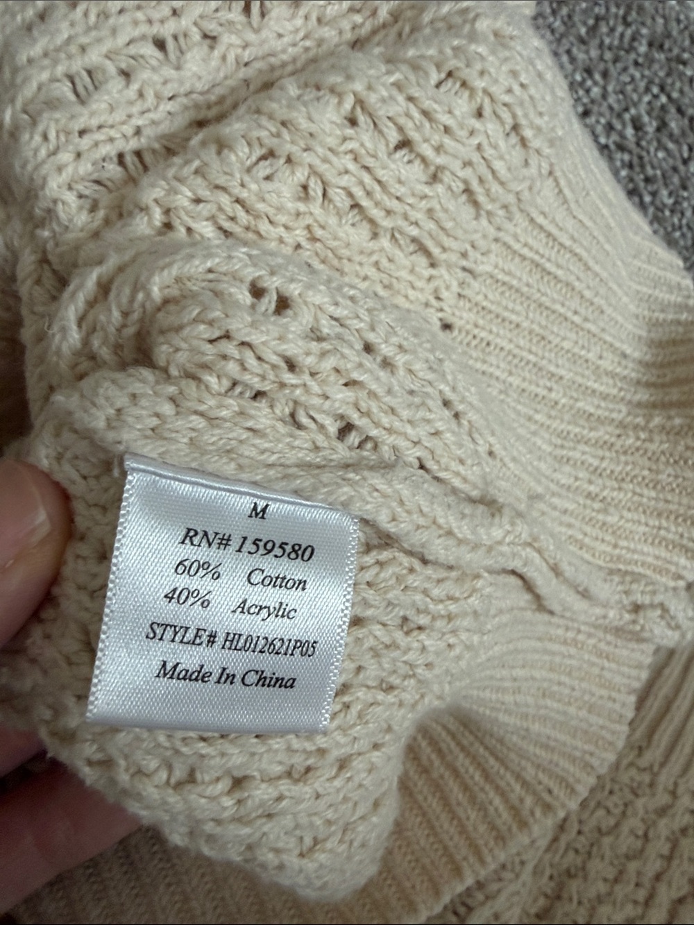 Pink Lily Cream Textured Crewneck Sweater - Picture 3 of 3